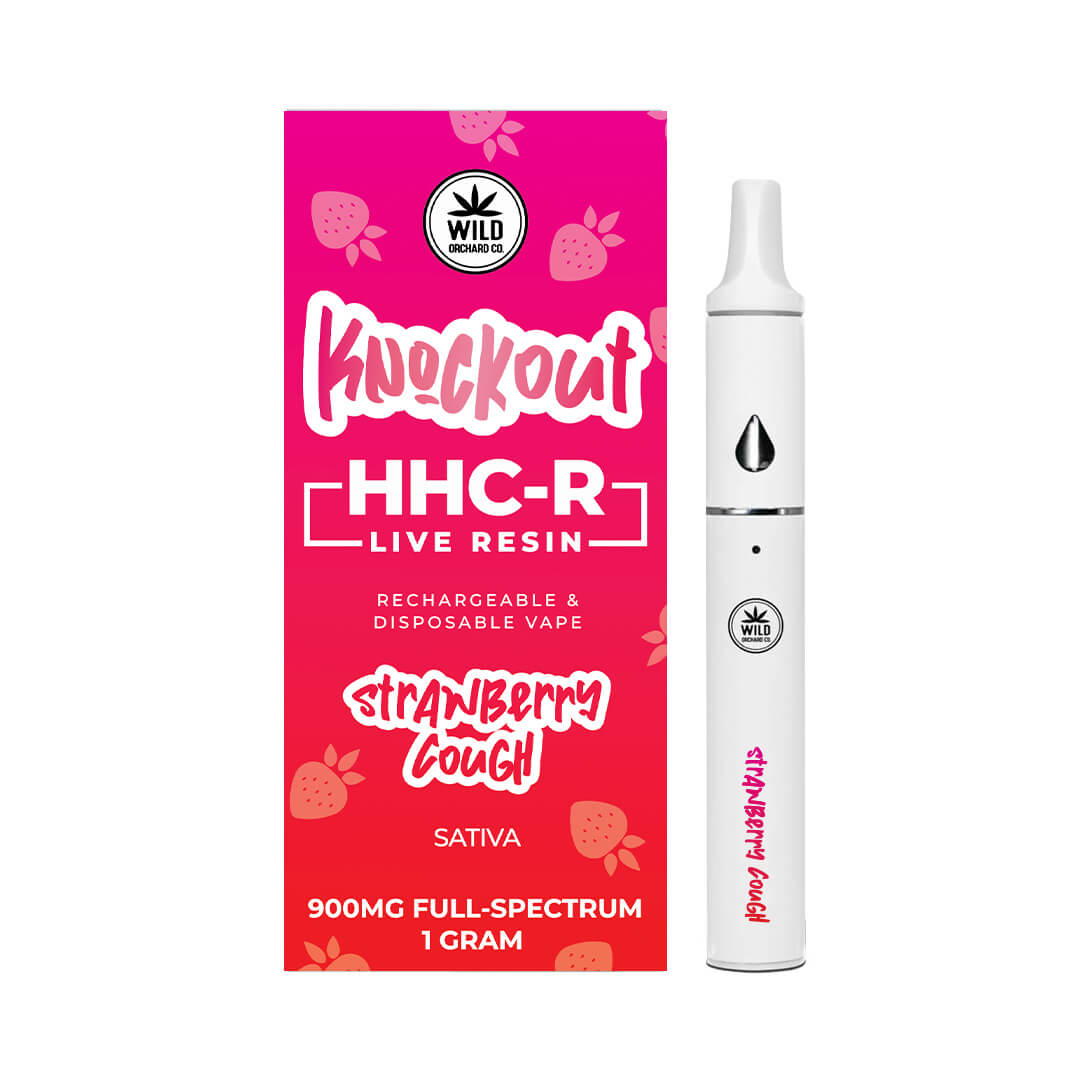 Wildorchardhemp HHC-R Live Resin Rechargeable Disposable Vape Knockout Strawberry Cough 1G Sativa